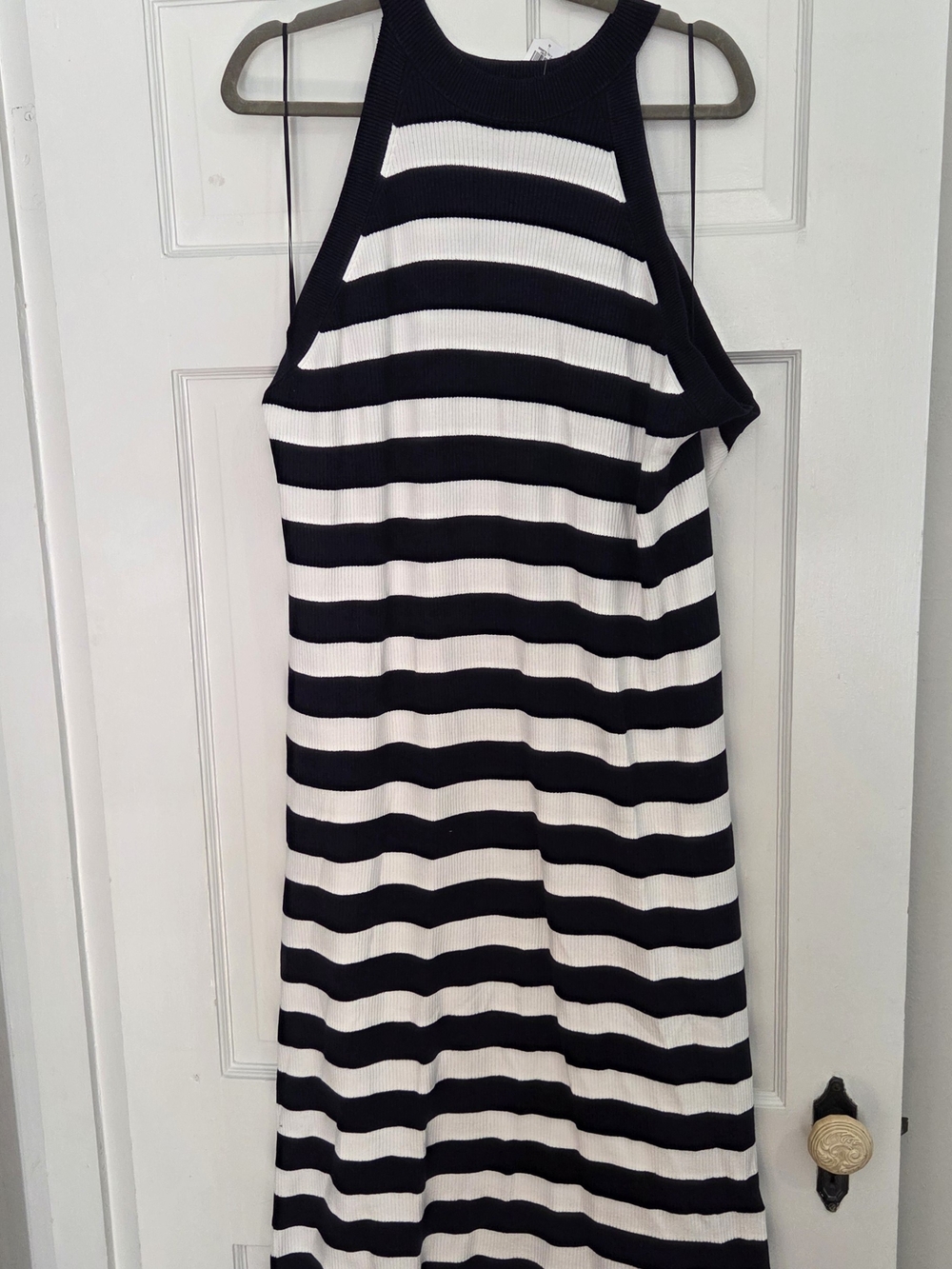 Old Navy Black and White Striped Halter Maxi Dress